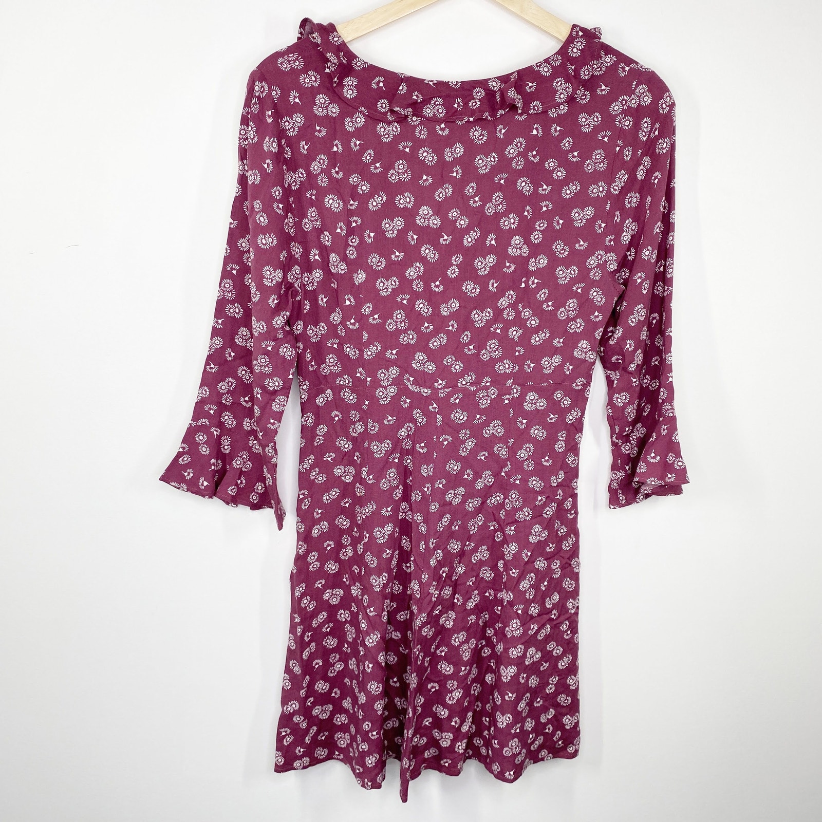 Auguste The Label Mae Devine Mini Dress Burgundy Floral Ruffle Us 4 Au 8 Jm193 — image 3 of 8